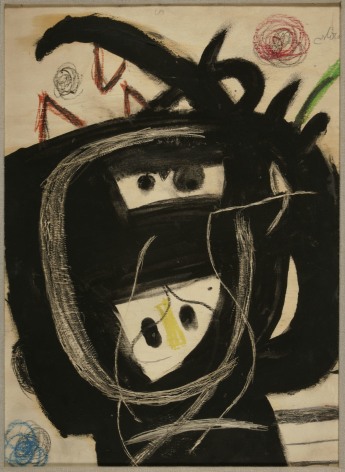 Joan Mir&oacute;, T&ecirc;te (23 V 81), 1981 Tempera, colored crayons, pencil and grattage on plywood 53.5 x 39 cm. (21 1/10 x 15 2/5 in.) &copy;Helly Nahmad Gallery NY