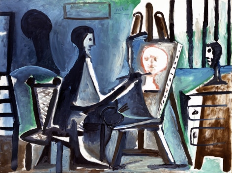 This painting by Picasso is oe of the centerpiece of the exhibition. Picasso painted Le Peintre et son mod&egrave;le in 1963 during the last leg of his carrier.