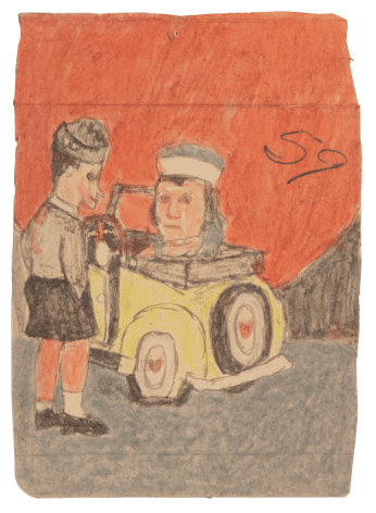 James Castle Untitled (Yellow car and two figures),&nbsp;n.d.