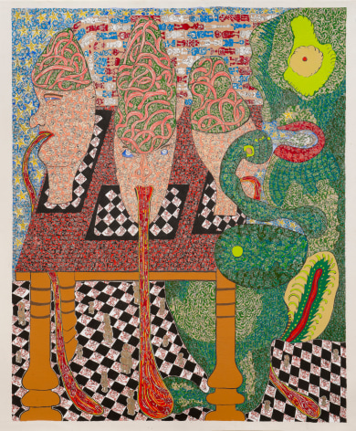 Check Mate: Monkey Stew,&nbsp;2012, Gouache on arches watercolor paper