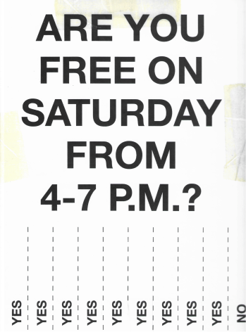 Are You Free on Saturday from 4-7 PM?