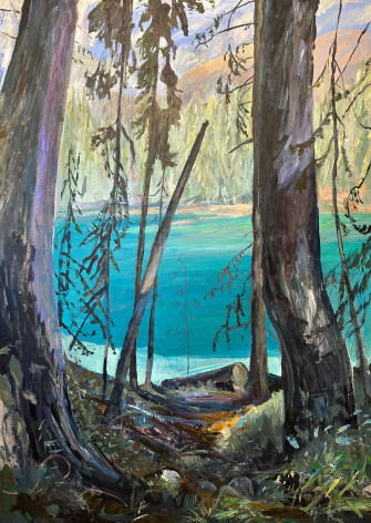 Johnny DeFeo, &quot;Emma&#039;s Painting Spot,&quot; Window Through the Pines, Yoho Lake, 2023