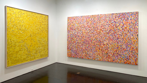 Left to right: Yellow Painting No. 7, Snowflake