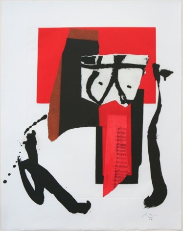 Robert Motherwell, The Red and Black No. 20, 1987 - 1988, Oil-based etching ink, pasted papers, and aquatint on paper, 31 x 25 inches