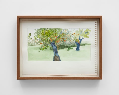 Ben&#039;s apple trees, Sheffield, 2020, Watercolor on paper with artist frames