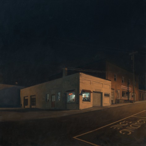 linden frederick, Repair (SOLD), 2016, oil on linen, 36 x 36 inches, this painting inspired the short screenplay, Repair, by Ted Tally