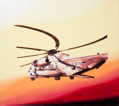 megan rye, Red Helicopter, 2011, oil on canvas, 35 x 40 inches
