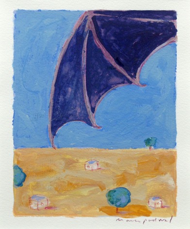 Mark Podwal, Ashmedai Stretching, 1998, acrylic, gouache and colored pencil on paper, 12 x 10 inches