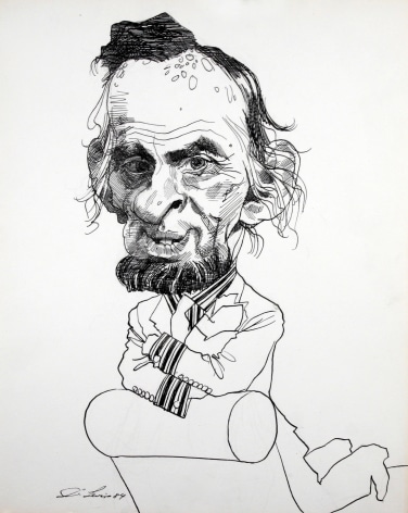 David Levine, Abraham Lincoln, 1984, ink on paper, 13 1/2 x 11 inches