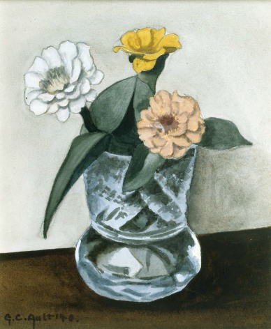 George Copeland Ault, Little Zinnias, 1940, watercolor on paper, 6 x 5 inches