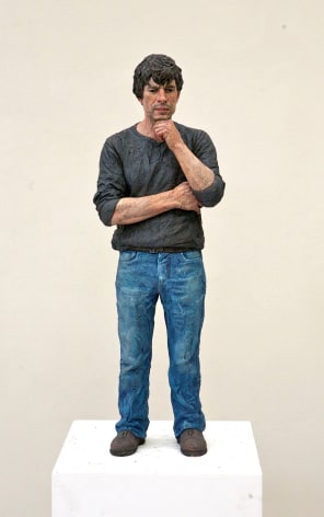 Sean Henry, Untitled (Blue Jeans), 2010, bronze, oil paint, 32 x 10 x 7 inches, Edition 4/6