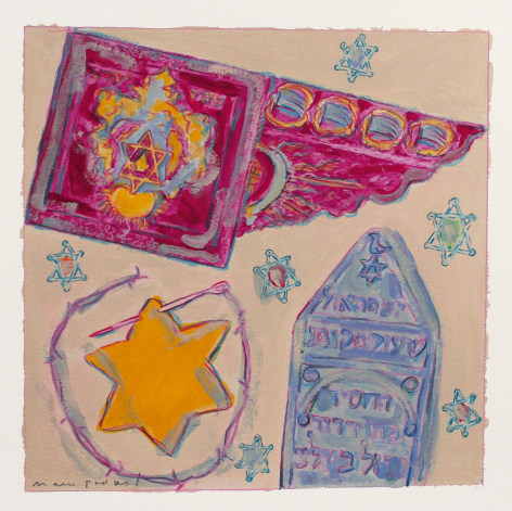 Mark Podwal, Stars of David, 2008, acrylic, gouache and colored pencil on paper, 12 x 12 inches