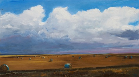 William Beckman, Bales #7, 2020, oil on panel, 7 1/4 x 12 inches