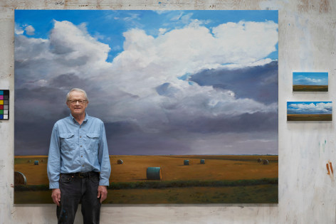 William Beckman with Bales #4, 2018, oil on canvas, 73 x 99 1/2 inches