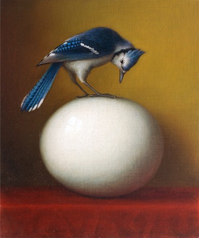 wade schuman, Bird on Egg (SOLD), 2006, oil on linen on panel, 21 x 25 inches