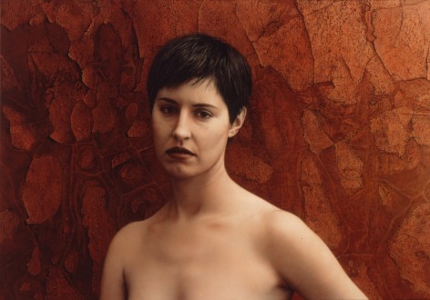 kent bellows, Woman w/ Red Wall (SOLD), 1998, acrylic, 16 x 23 inches