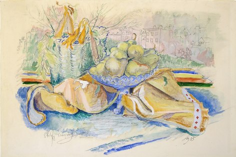 philip evergood, Still Life, c. 1935, watercolor on paper, 11 1/2 x 17 inches