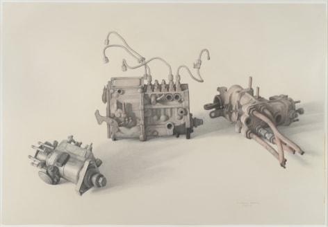 Claudio Bravo, Motores / Engines, 2008, pencil on paper, 29 1/8 x 42 7/8 inches