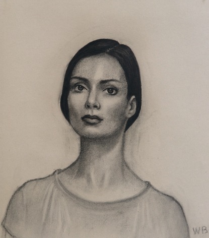 william beckman, Dianne (Head Study), 2013, charcoal on handmade paper, 26 x 25 inches