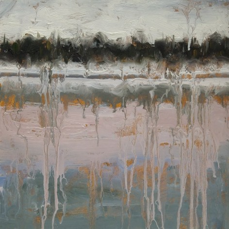 alyssa monks, Pink Horizon, 2017, oil on panel, 10 x 10 inches