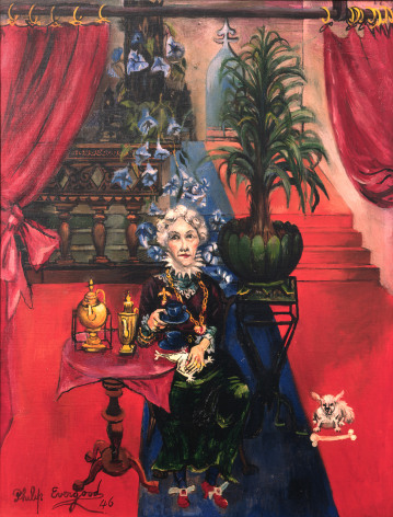 Philip Evergood, Cup of Tea, 1946, oil on canvas, 33 x 25 1/2 inches