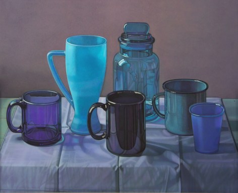 jane lund, Blue Cups, 2007, chalk pastel on paper, 21 1/4 x 23 1/4 inches