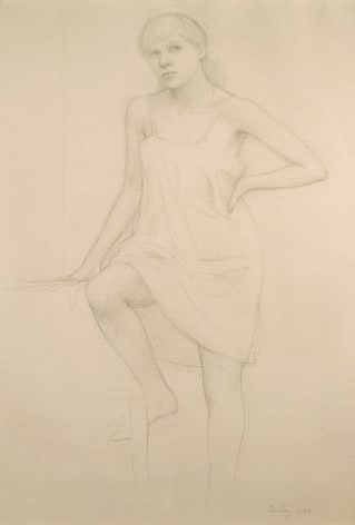 William Bailey Model Seated with Slip, 1984 graphite on paper 18 1/2 x 12 1/2 in.