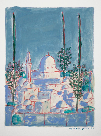 Mark Podwal, Jerusalem Lulavs (SOLD), 2008, acrylic wash, ink and colored pencil on paper, 9 1/2 x 7 inches