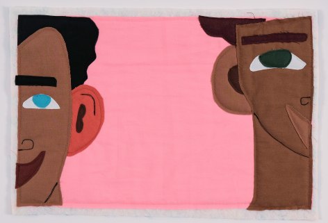 Michael C. Thorpe Pink Boys (from FV1 project), 2024 quilting cotton, batting, and thread 12 x 13 3/4inches