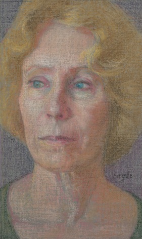 Ellen Eagle, Portrait of Alexandra Tyng, 2018, pastel on pumice board, 7 1/4 x 4 1/4 inches