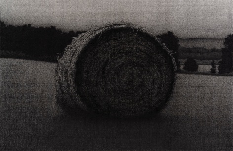anthony mitri, Hay Bale, Bundysburg, 2012, charcoal on paper, 17 x 24 inches