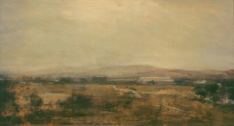 robert bauer, Study II, Landscape Near Mexico City, 1995, oil on panel, 7 x 13 1/4 inches