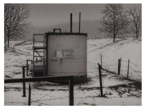 Anthony Mitri, Ohio Oil, January, 2020, charcoal on paper, 7 7/8 x 10 5/8 inches