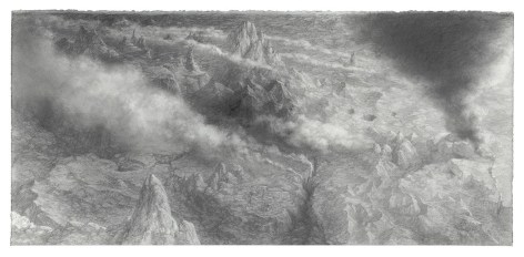michele  fenniak, Exhalations, 2018, graphite on paper, 13 7/8 x 29 3/4 inches