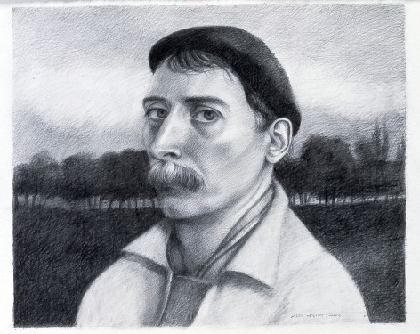 Alan Feltus, Self-Portrait, Evening Light, 2002, pencil on Strathmore paper, 12 7/8 x 15 5/8 inches