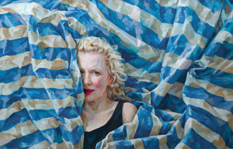 Xenia Hausner, Gone Girl (SOLD), 2014, oil on paper on dibond, 51 x 79 inches
