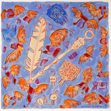 Mark Podwal, Jewish Magic (SOLD), 2008, acrylic, gouache and colored pencil on paper, 12 x 12 inches
