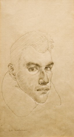 Jules Kirschenbaum, Self-Portrait, circa 1954, pencil on paper, 15 3/4 x 8 1/4 inches