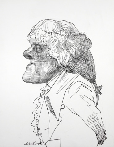 David Levine, Thomas Jefferson, 1993, ink on paper, 14 x 11 inches