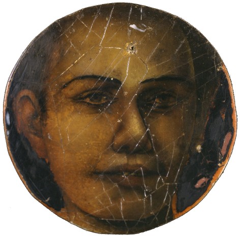 Gregory Gillespie, Untitled (face of boy in circle) (SOLD), c. 1968, mixed media, 10 x 10 inches