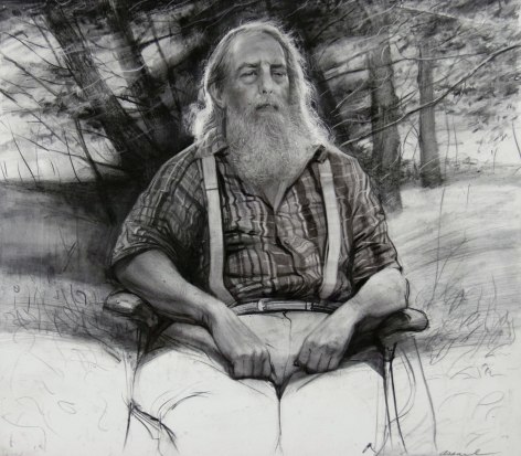 Steven Assael, Henry in Central Park, 2020, graphite and crayon on paper, 10 7/8 x 12 3/8 inches