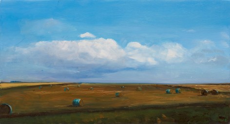 William Beckman, Bales #6, 2020, oil on panel, 7 3/8 x 13 1/2 inches