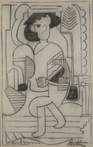 Auguste Herbin, Homme, 1928, charcoal on paper, 11 1/2 x 7 7/8 inches