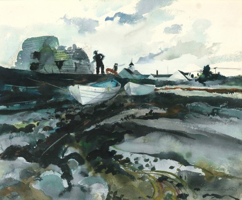 Andrew Wyeth, Cooks Wharf, 1940, watercolor on paper 17 3/8 x 21 3/8 inches