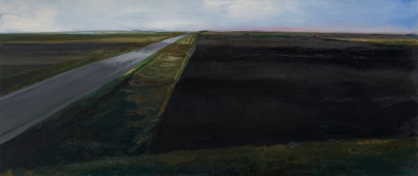 William Beckman, Montana Plowed Field #2, 2020, oil on panel, 9 3/4 x 22 3/4 inches