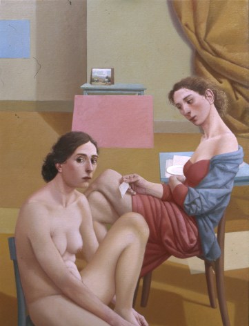 alan feltus, The Fabro's Wife and the Girl From Nowhere, 2011, oil on linen, 43 1/4 x 31 7/8 inches