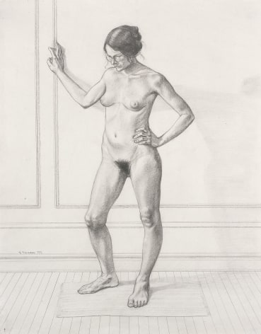 Study for &quot;Diana #1&quot;, facing left, 1972, pencil on paper, 22 3/4 x 18 inches