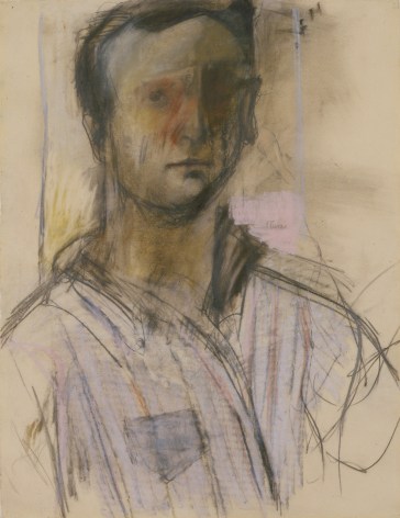 Larry Rivers, Self Portrait, 1953, charcoal, pastel and graphite on paper, 24 3/4 x 19 inches