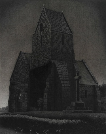 anthony mitri, Chapelle 2, Normandy, France, 2012, charcoal on paper, 39 1/2 x 26 inches