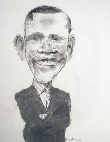 David Levine, Senator Barack Obama (SOLD), 2006, graphite on paper, 13 3/4 x 11 inches